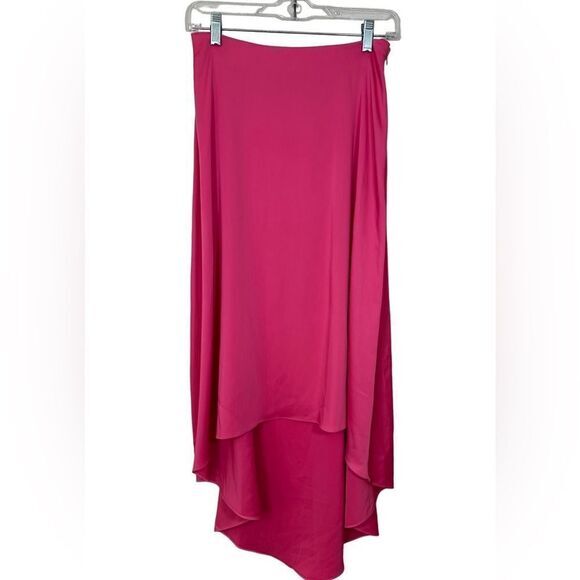 House of Lancry women’s skirt Size XS Barbie pink high low hem midi satiny flowy - Picture 1 of 8